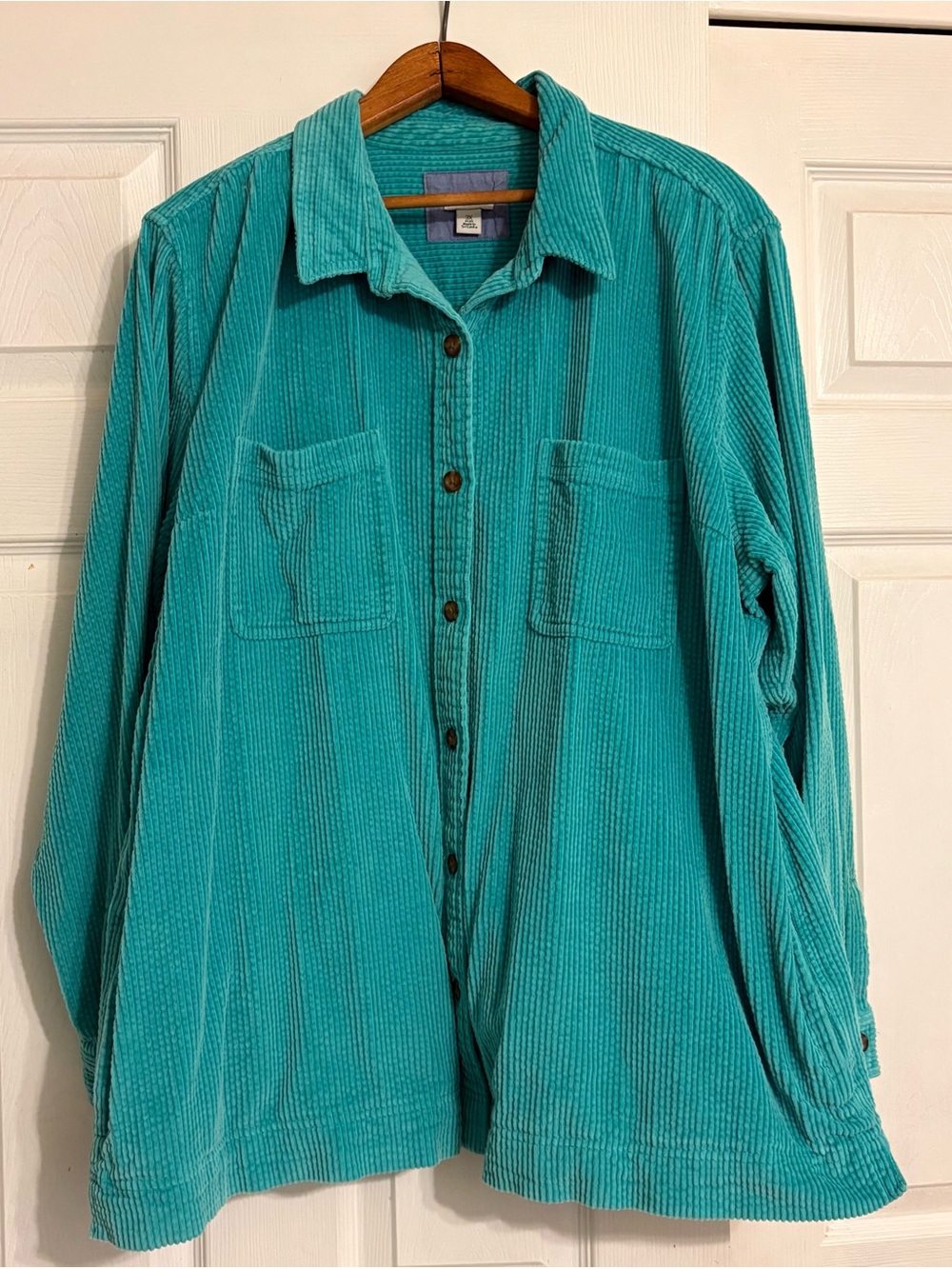 LL Bean Corduroy Shirt Shacket Women Turquoise Jacket 3XL